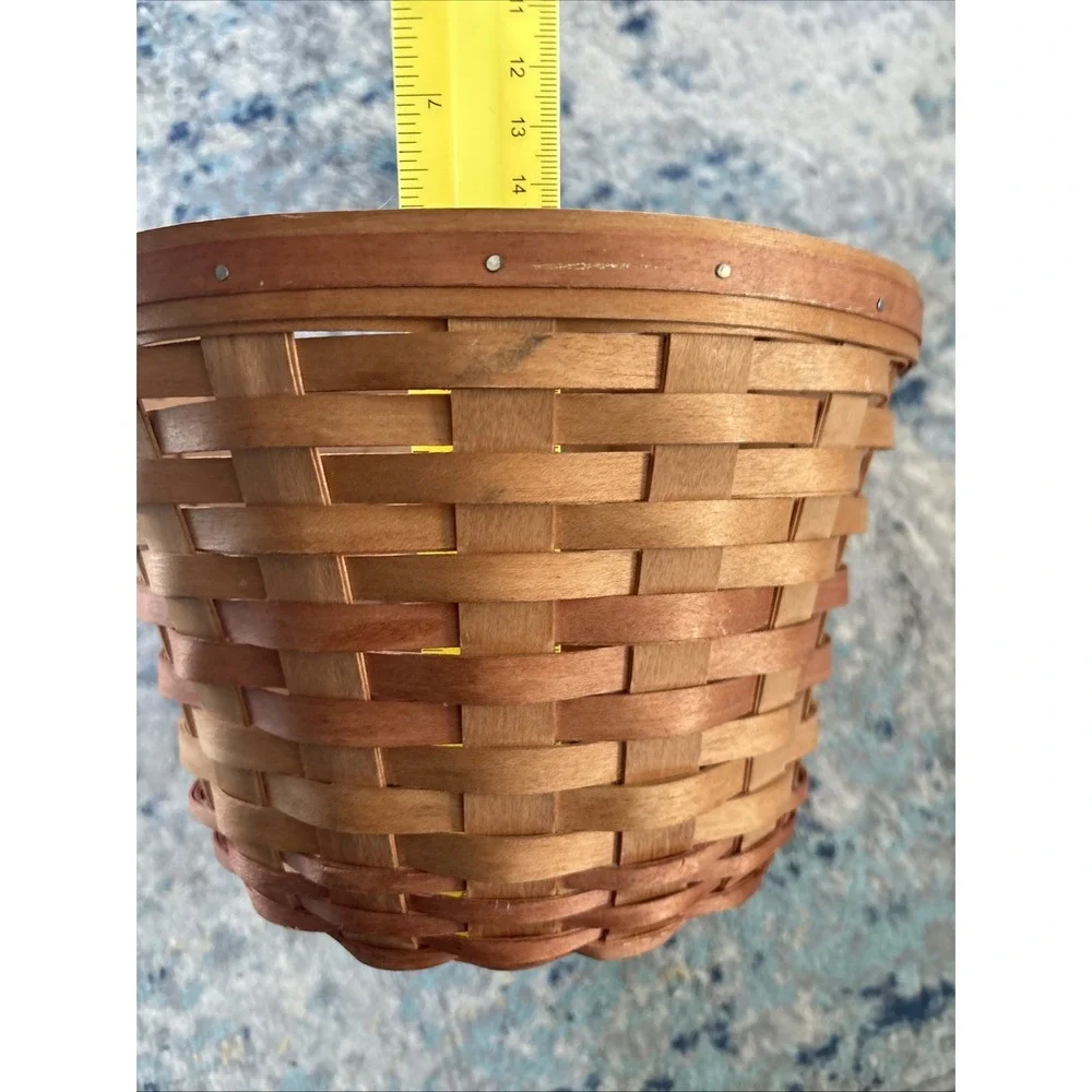 Vintage Bradford Basket Co. Handwoven Signed JAH 1994 Leather Handles Great Cond